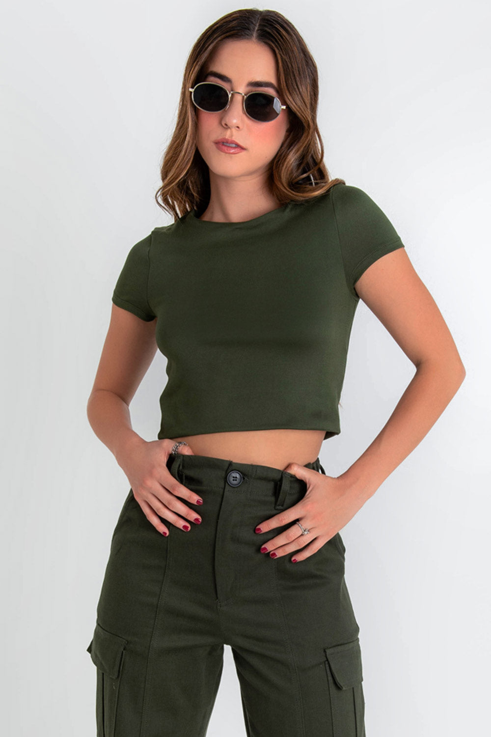Outfit Blusa Verde Caqui Mujer Blusa Color Outfit Con Blusa