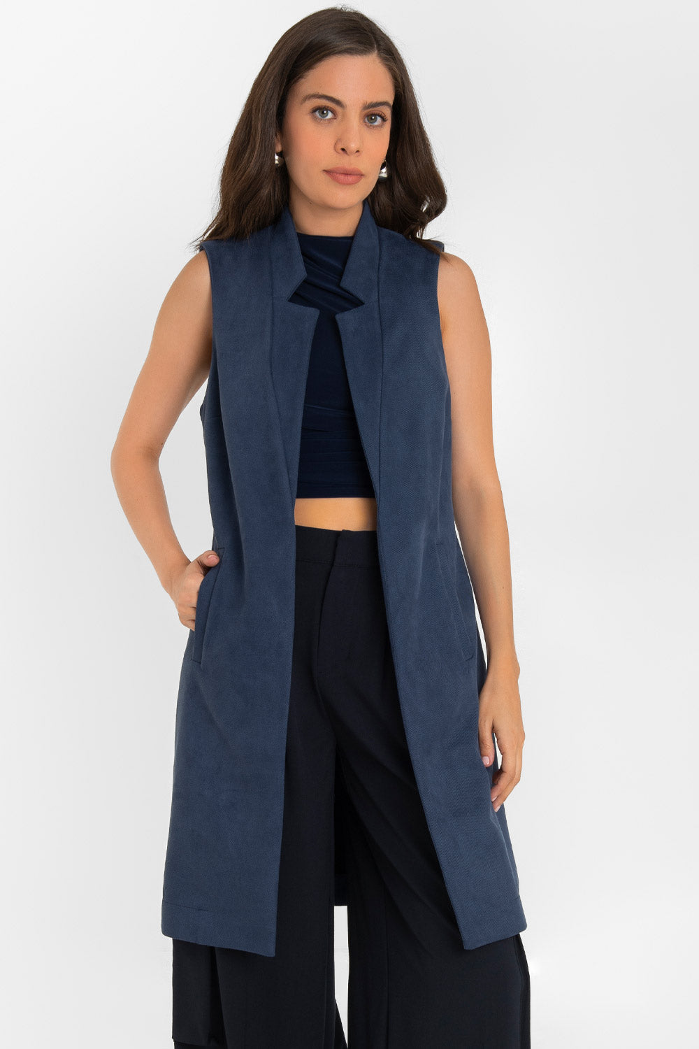 Moda Chalecos De Mezclilla Largos Para Mujer Chaleco Vaquero De