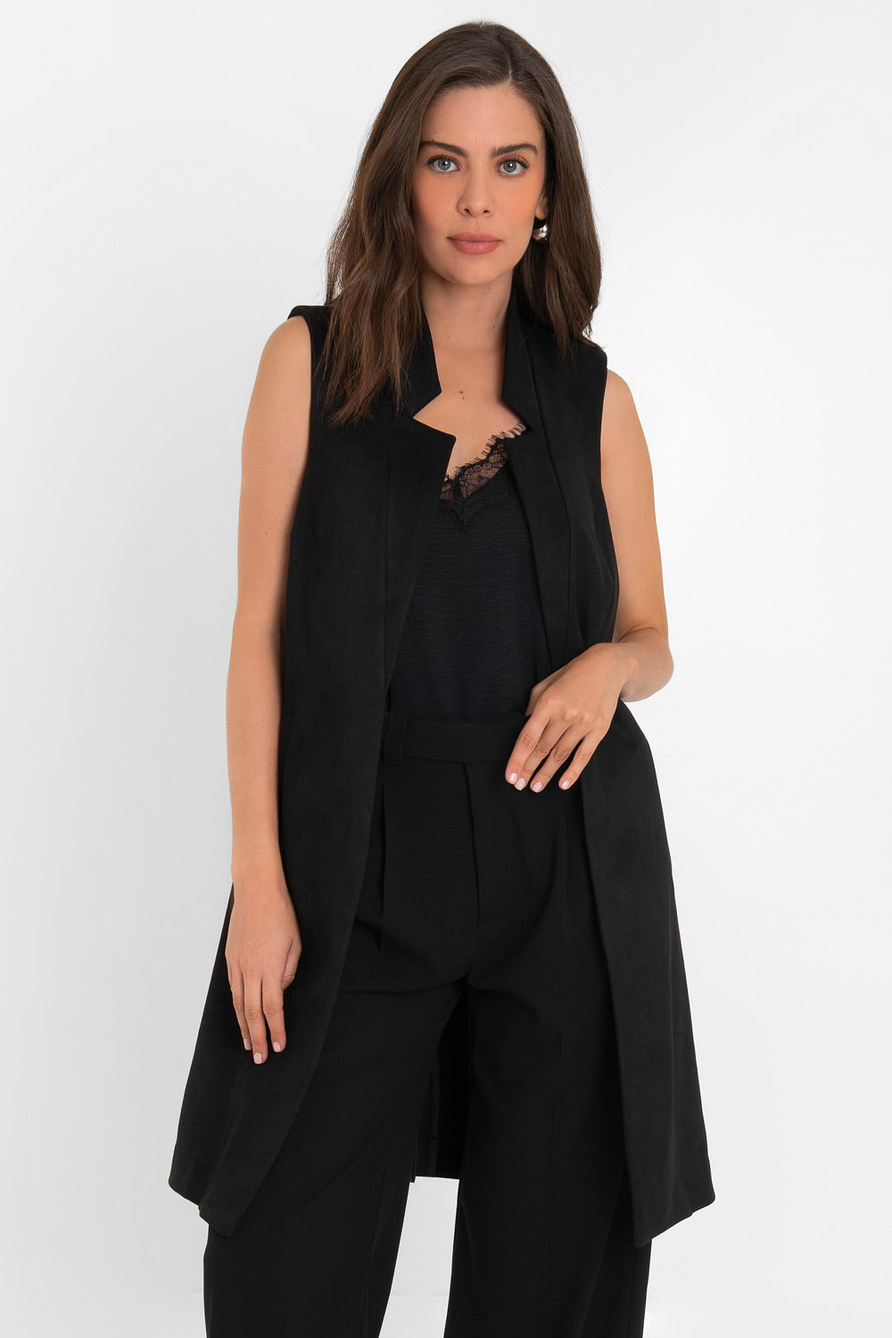 Chaleco Punto Chaleco Negro Abierto Chaleco De Punto Mujer Suéter