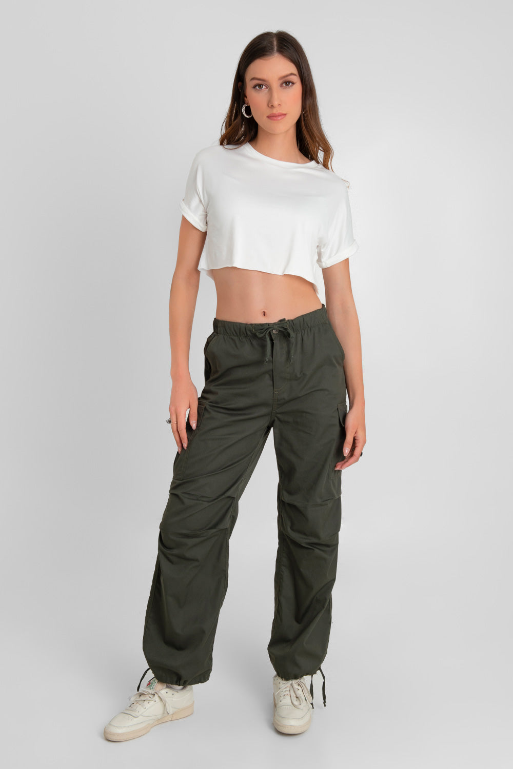 IAMHOTTY-pantalones Cargo verde claro con múltiples bolsillos para