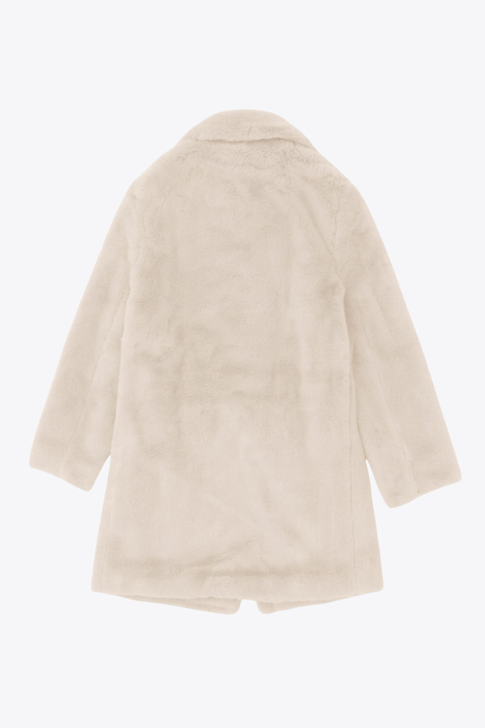 Abrigo largo abierto de fit recto, con solapa, manga larga y bolsillos frontales.