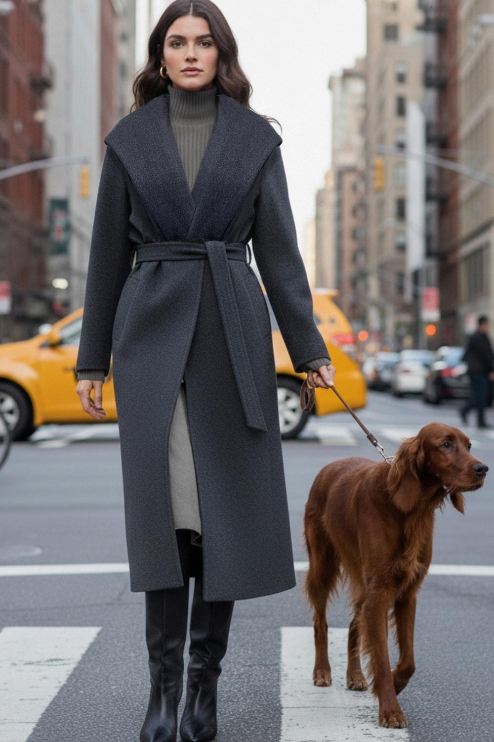 Abrigo largo de fit recto con capucha, manga larga y bolsillos delanteros. Detalle de trabillas y cinturón amarrable del mismo tejido.