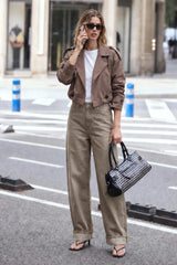 Short trench coat with lapel