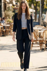 Blazer abierto de manga 3/4 con solapa