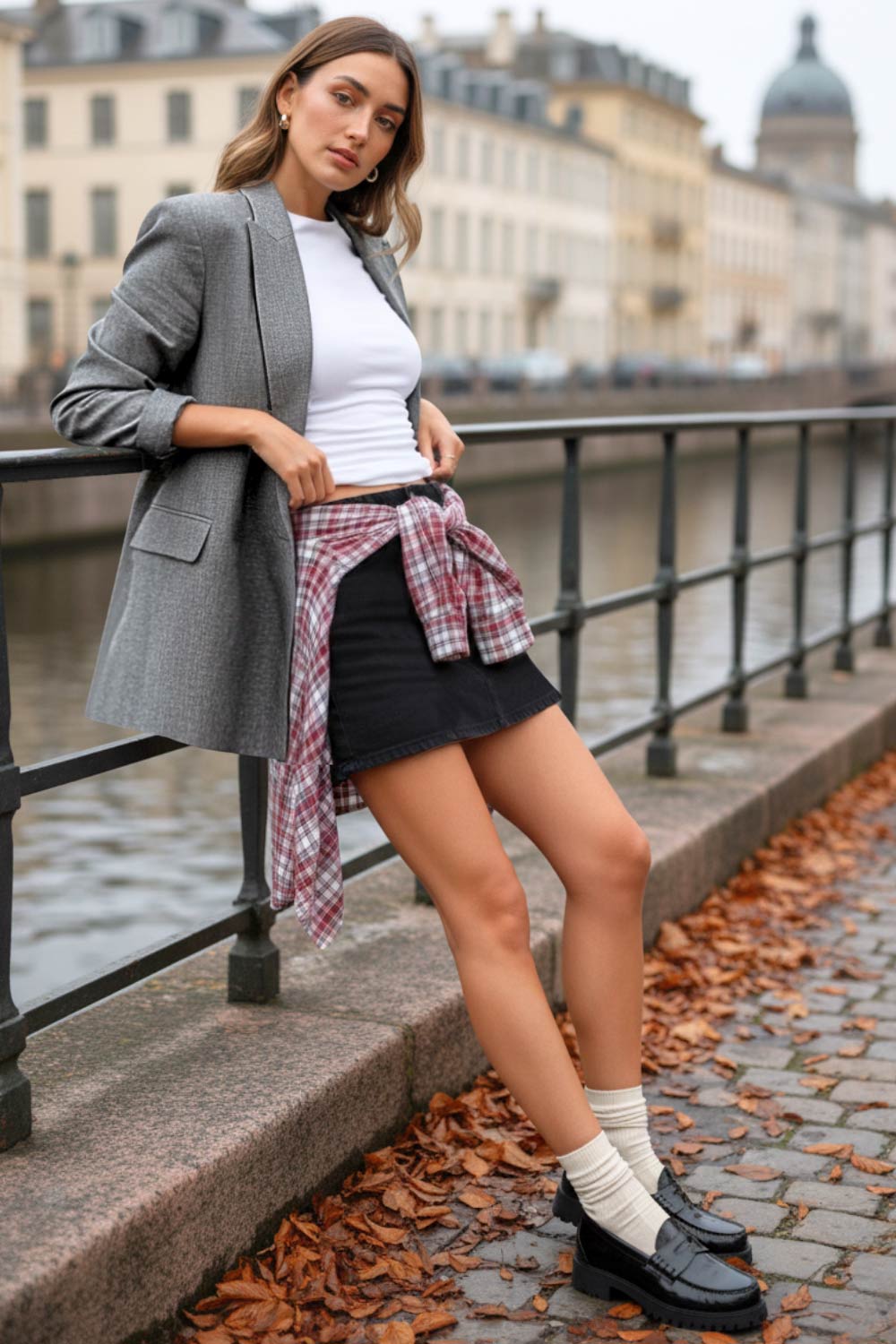 Blazer cruzado de fit oversized, con solapa y hombreras, manga larga, bolsillos delanteros con cartera y cierre frontal con cruce de botones.