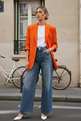 Blazer recto manga remangada