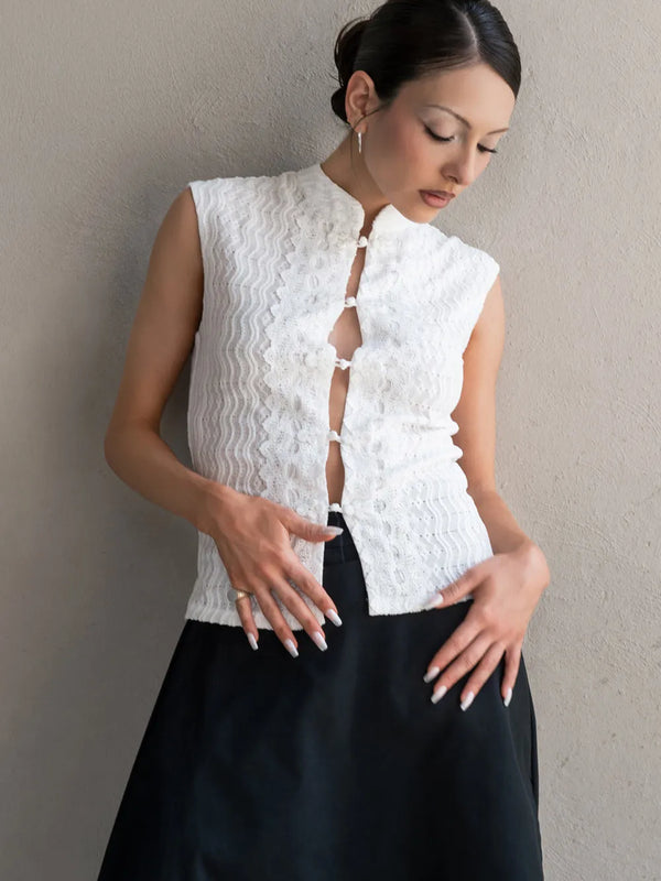 Blusa cuello mao con textura