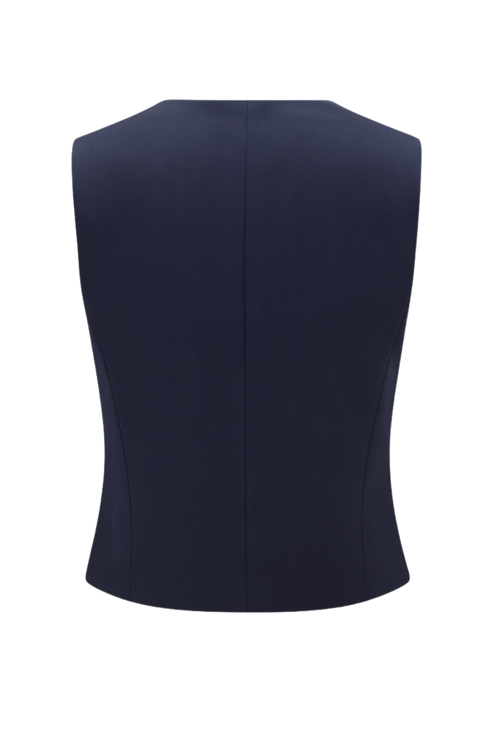 Blusa corta de fit recto, escote v, sin mangas y cierre frontal con lazos amarrables. Detalle de vivos decorativos frontales.