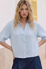 Flowy short-sleeved blouse
