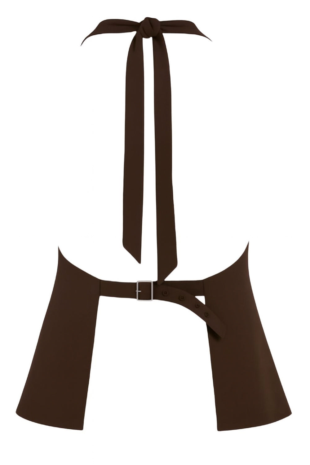 Blusa de fit fluido, cuello halter con nudo amarrable posterior, escote en espalda y cierre posterior con trabilla ajustable.