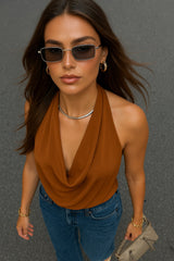 Blusa halter Icon de escote fluido