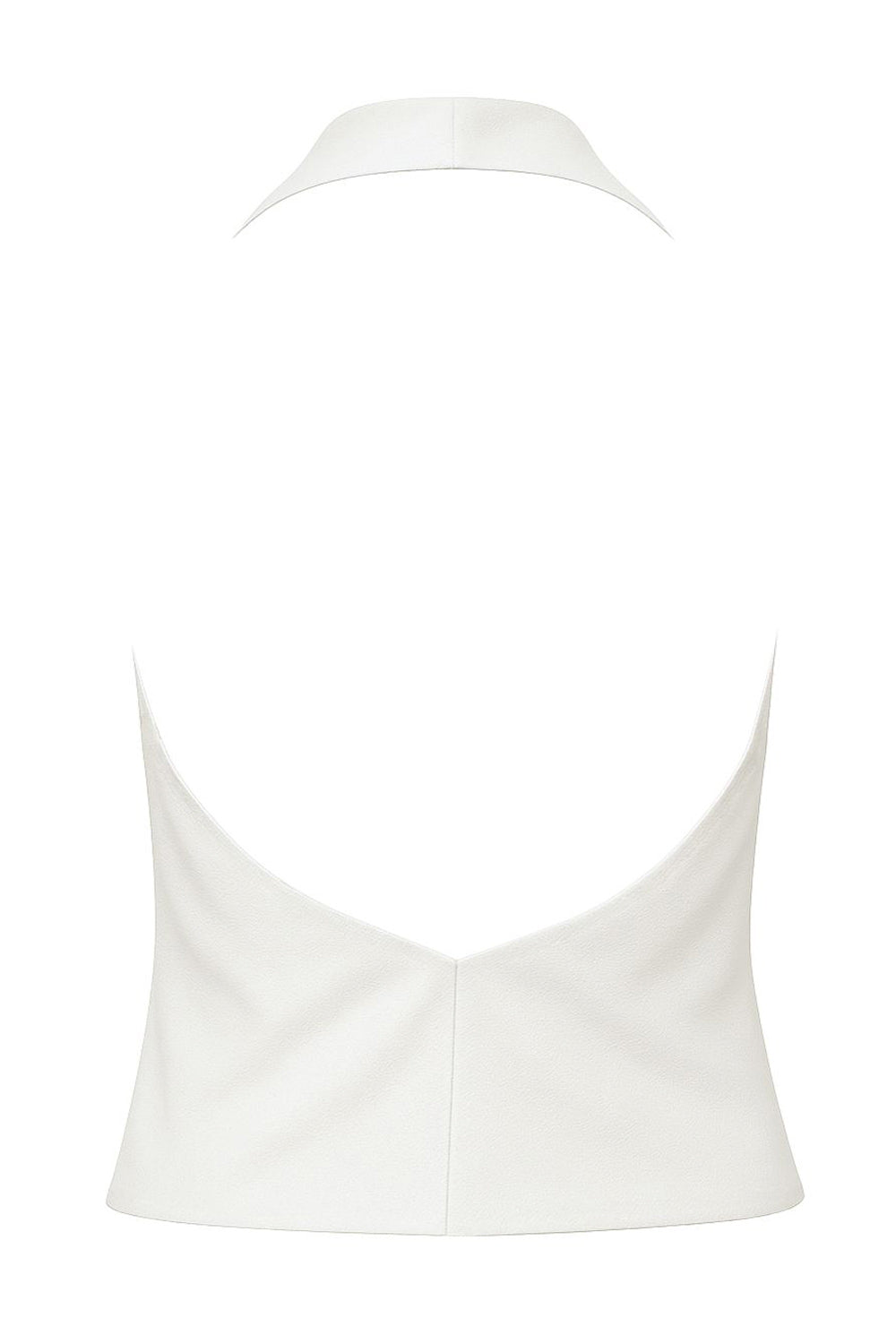 Blusa corta de cuello halter, escote fluido frontal y en espalda.