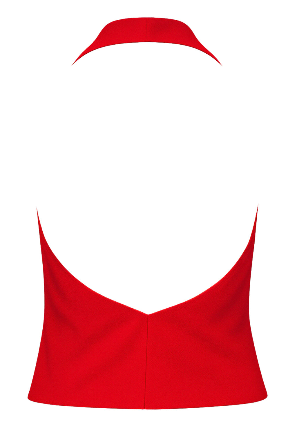 Blusa corta de cuello halter, escote fluido frontal y en espalda.