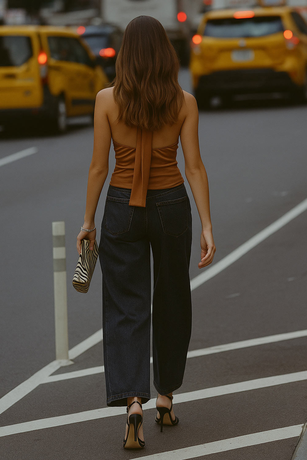 Blusa corta de cuello alto halter con lazo amarrable posterior, escote fluido con cut out frontal y en espalda.