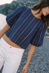 Blusa manga abullonada rayas