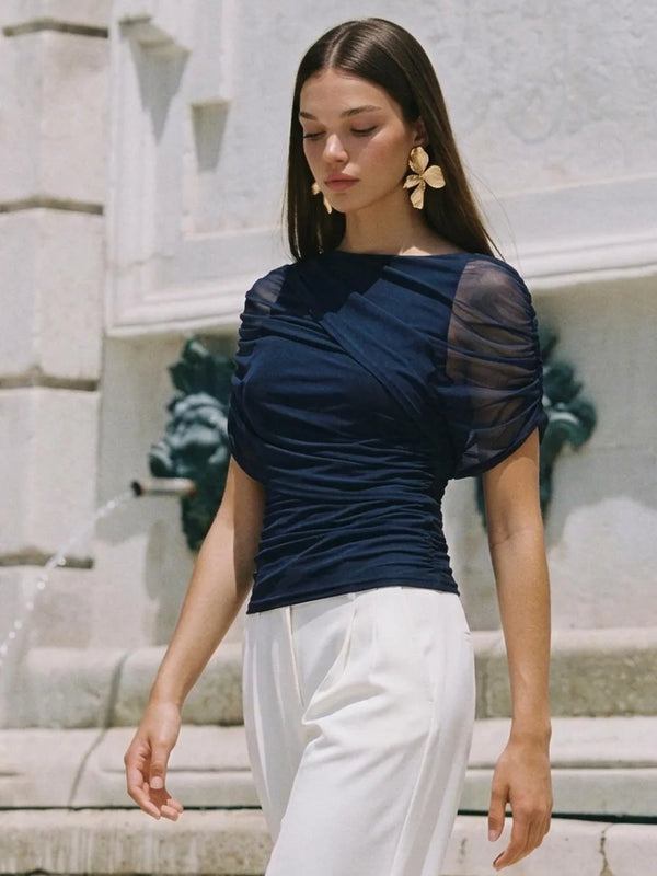 Prince mesh blouse with pleats