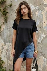 Blusa Velour asimétrica