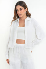 Camisa corta oversized manga larga rolled up