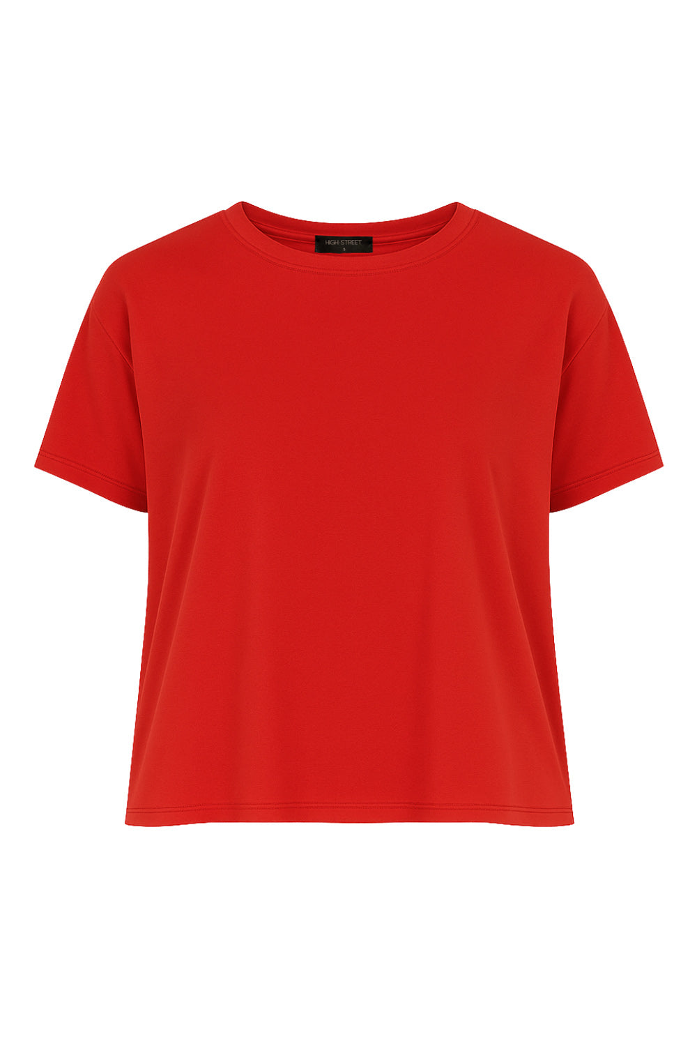 Camiseta básica de manga corta, cuello redondo y fit recto.