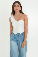 Chaleco corto asimétrico de un hombro