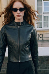 Striped biker jacket
