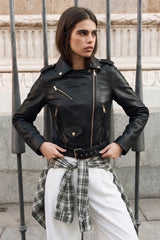 Striped biker jacket