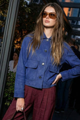 Chamarra bolsillos efecto ante