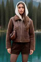 Chamarra combinada efecto borreguillo