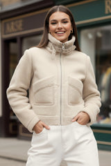 Chamarra combinada efecto borreguillo