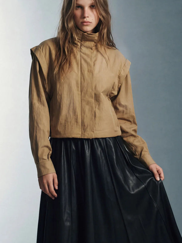 Puffer jacket with high neck