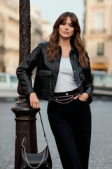 Chamarra efecto piel