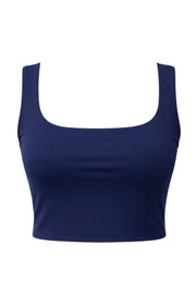 Crop top básico de fit ajustado, sin mangas y escote cuadrado.