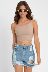 Crop top tirantes escote diagonal