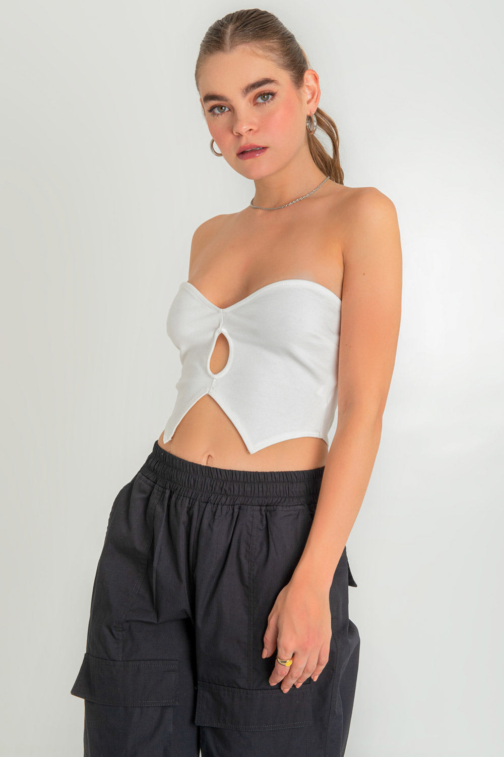 Corset Crop Top Con Blusa Debajo Crop Top Tubo De Escote Corazón