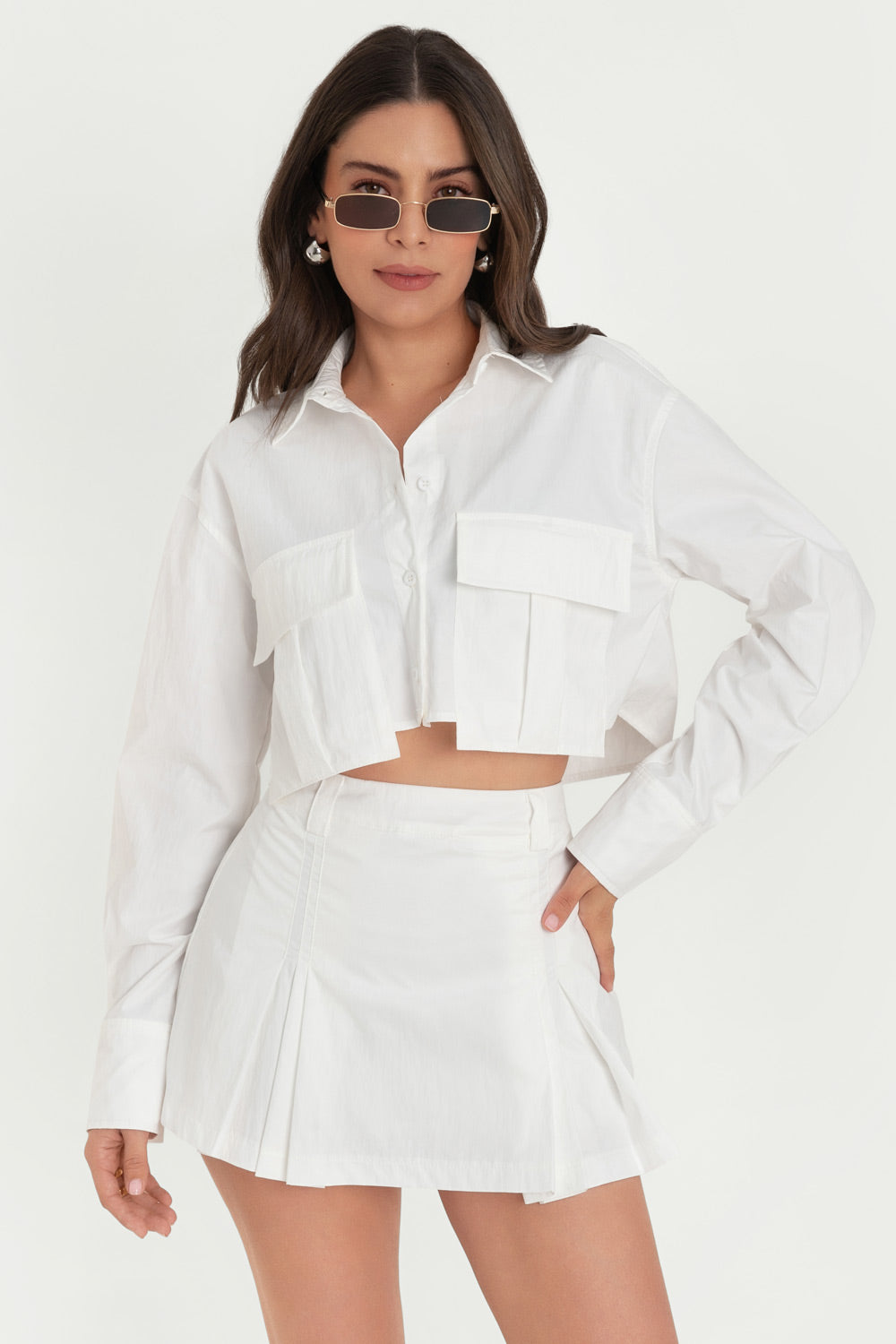 HOT Outfit Falda Short Blanca Falda Short Falda Y Blusa Corta