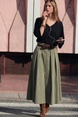 Midi skirt with belt
