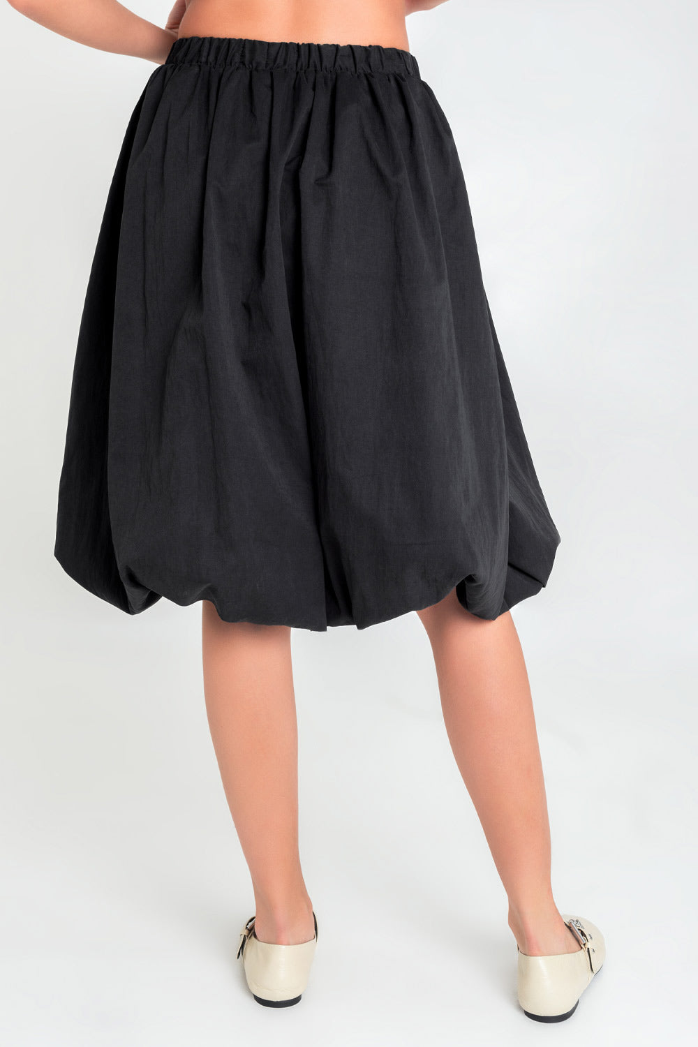 Falda Midi Zara Mujer Negro Cintura Elástica Y Volantes Faldas