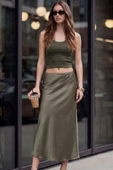 Falda midi satin
