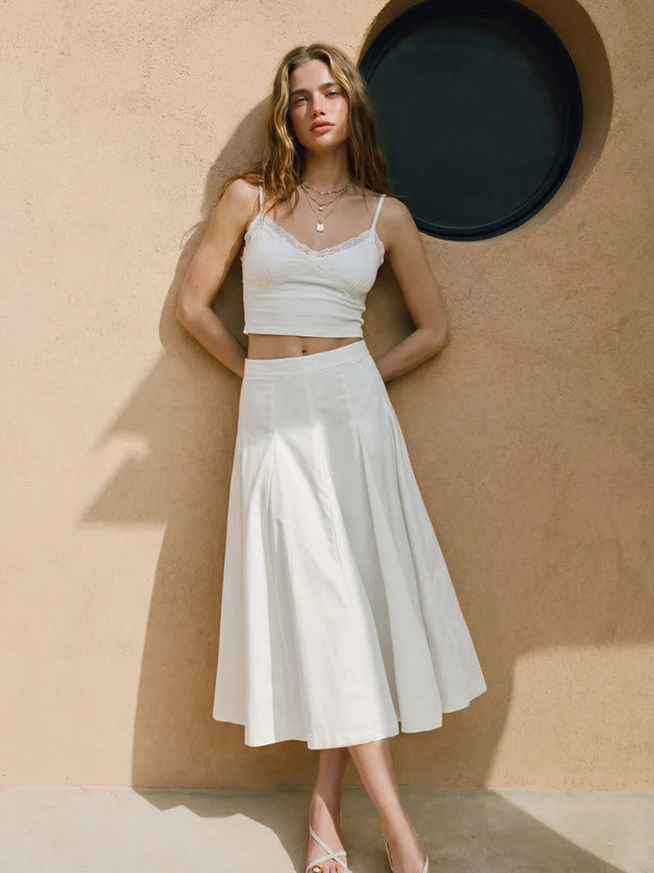 Falda midi tablones