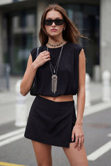 Falda short corto cruzado de tiro alto