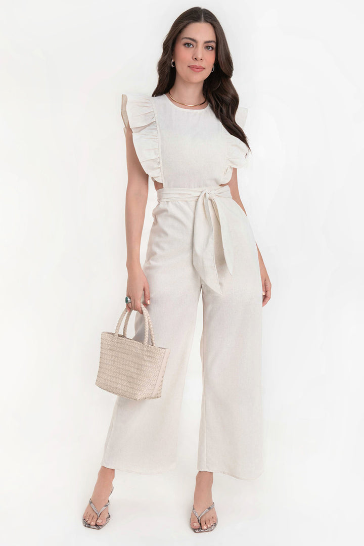 Palazzo culotte con olanes cut out cintura beige – HIGHSTREET