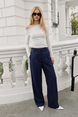 Pantalón cintura alta con pinzas wide leg fit
