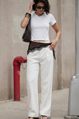 Pantalón cintura alta con pinzas wide leg fit