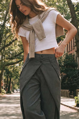 Pantalón cintura doble rayas