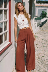 Pantalón con pinzas frontales de fit wide leg