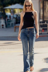 Pantalón de denim fit flare con costura