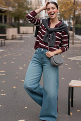 Pantalón de denim fit wide leg low waist