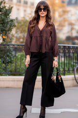 Pantalón de fit wide leg tiro alto con raya