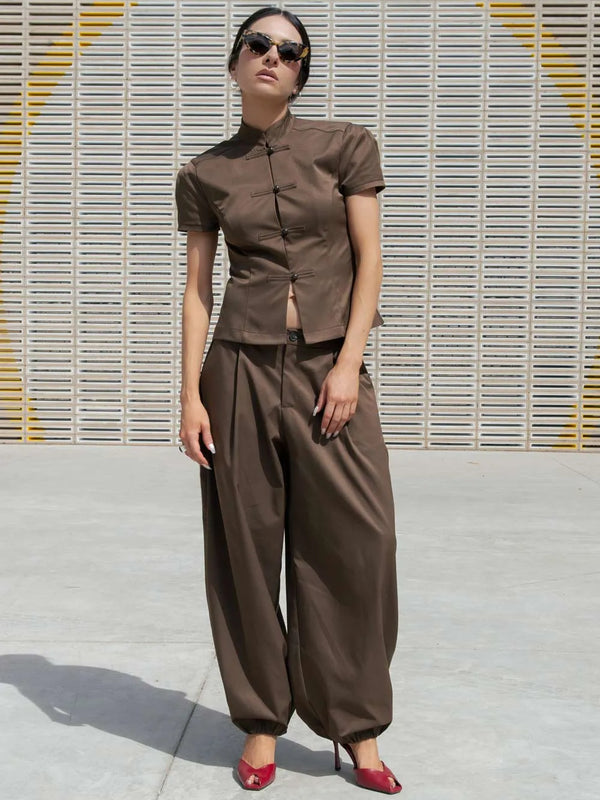 Pantalón fit barrel con pinzas