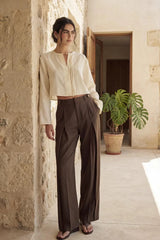 Pantalón fit recto pinza botones